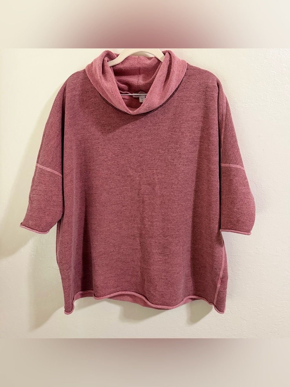 James Perse Standard Melange Funnel Neck Cropped Sweatshirt Mauve Pink size 2/ M